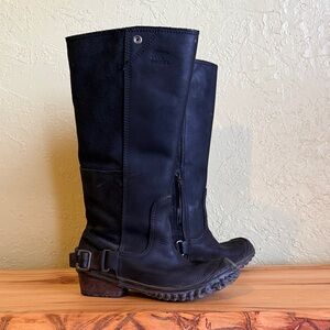 Sorel Black Leather Mid-Calf Boots